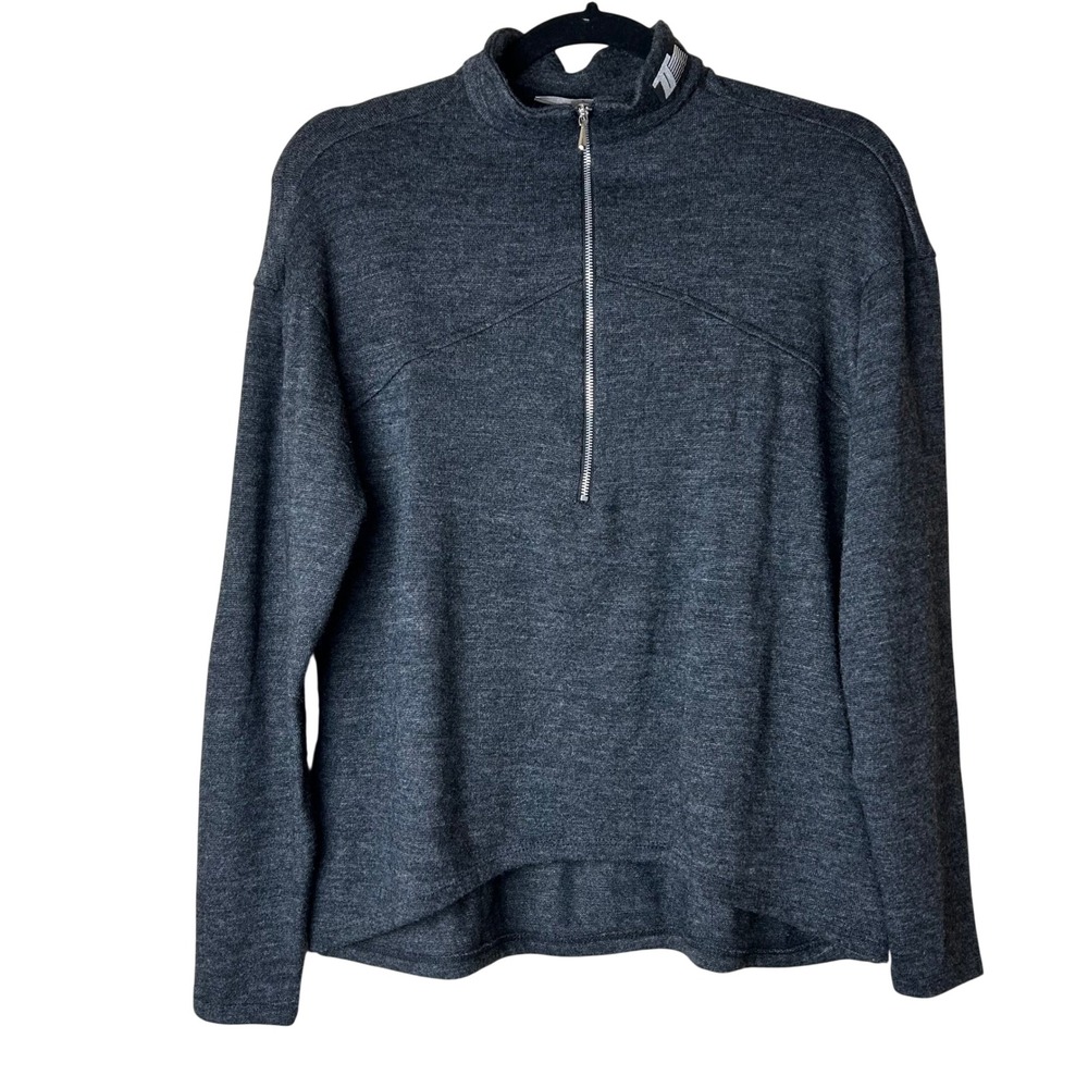 Terry Womens Washable Merino Wool Layering Cycling Sweater Back Pockets Gray M